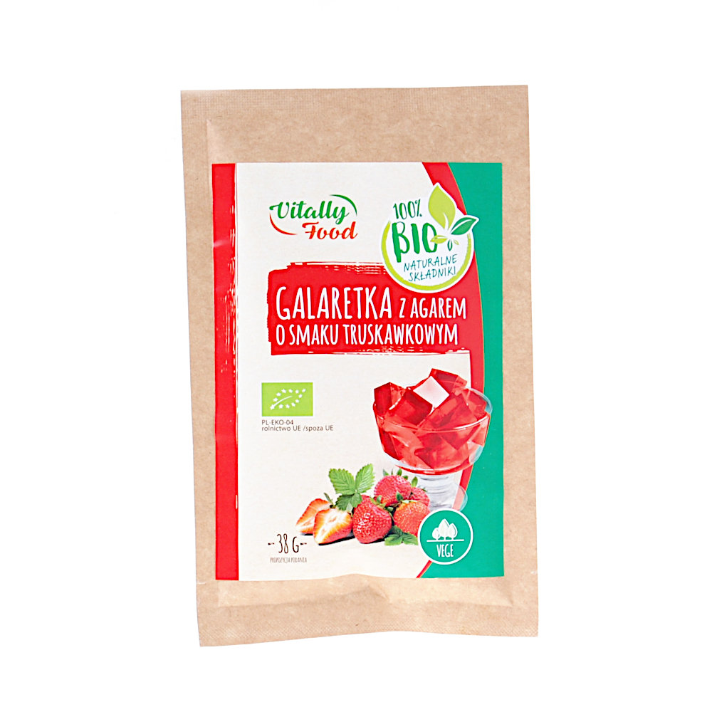 Galaretka z agarem - truskawkowa Vitally Food BIO, 38g