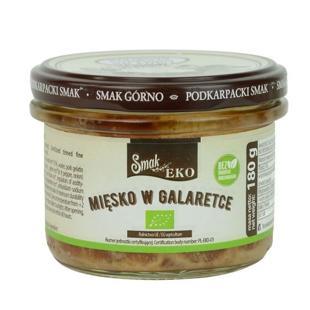 SMAK EKO (słoiki mięsne, smalec, MIĘSKO W GALARETCE BIO 180 g - SMAK EKO