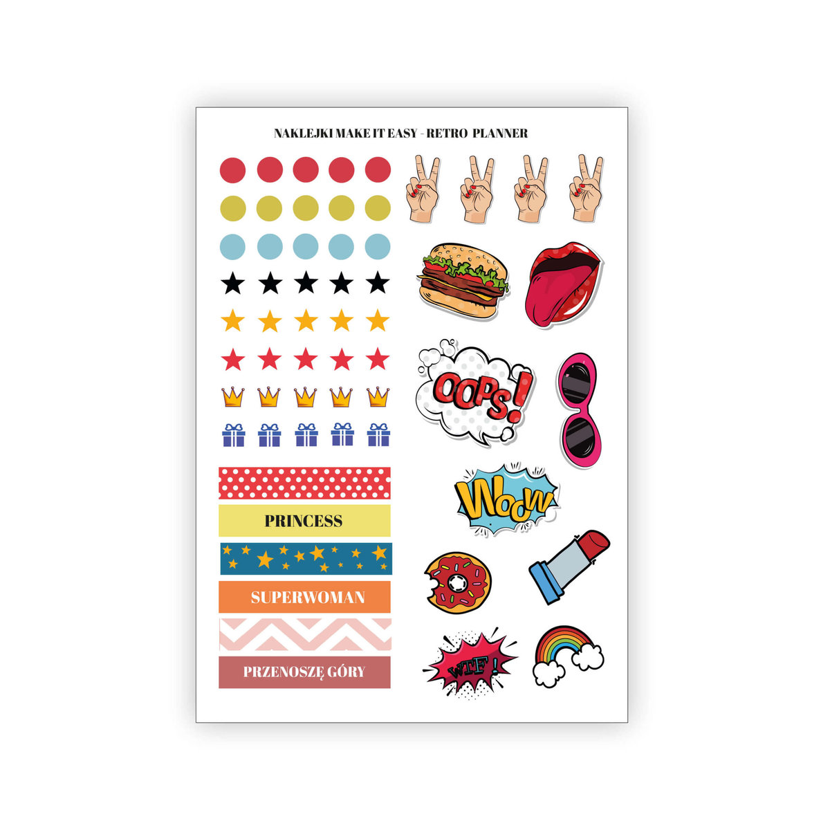 Naklejki, A5, Retro planner - Make It Easy