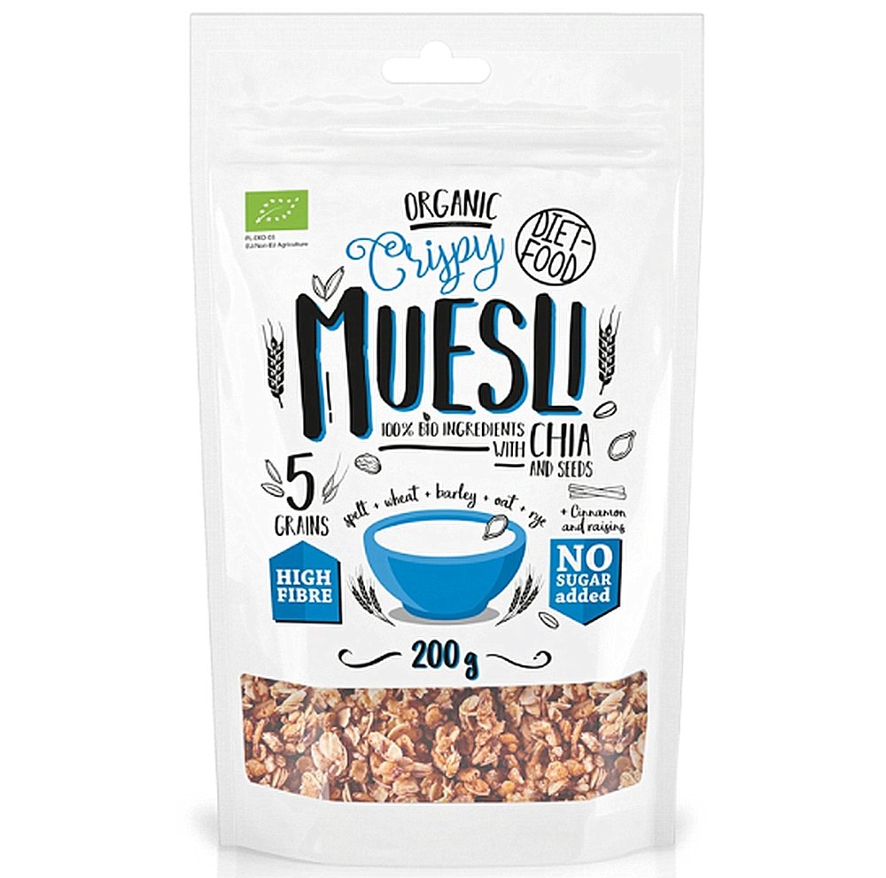Diet Food | MIPAMA Sp.j. Rogatka 7a, 62-860 Opatów Diet Food | MIPAMA Sp.j Rogatka 7a 62-860 Opatów Musli z 5 zbóż z nasionami chia BIO 200 g Diet Food M00-0959-518E3