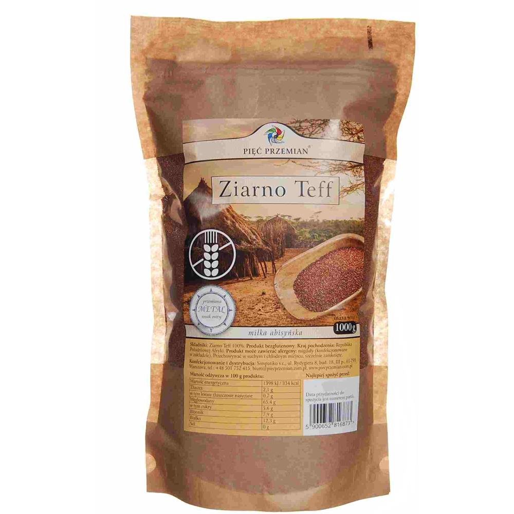 Simpatiko Ziarno teff bezglutenowe 1kg - Pięć Przemian 5900652816873