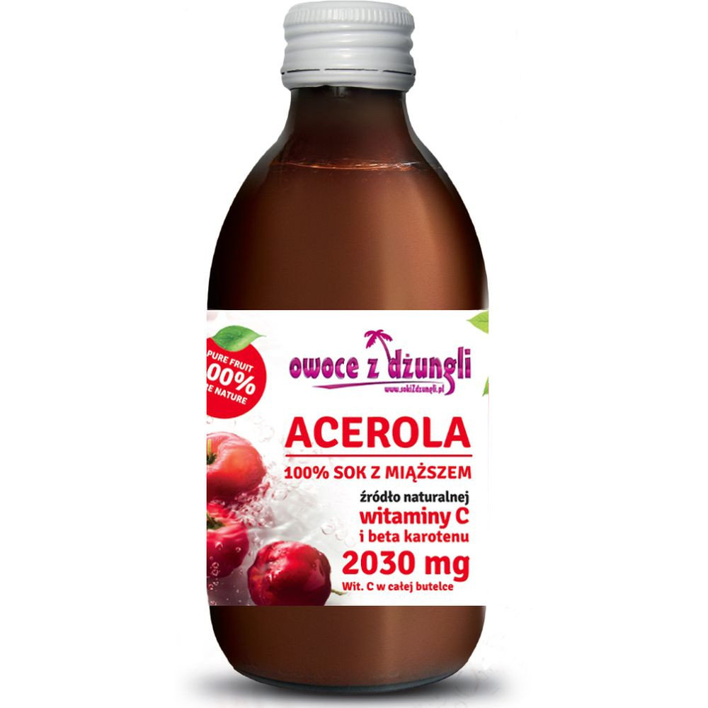 Ekologiczny Sok z Miąższem z Aceroli 250 ml - Owoce z Dżungli