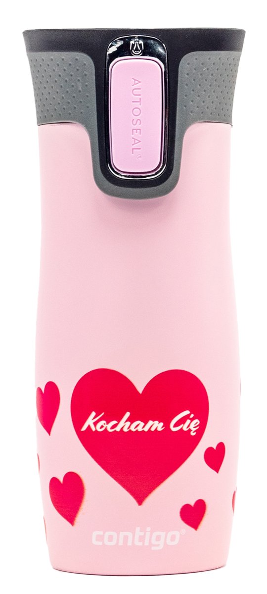 Kubek termiczny Contigo West Loop Serca 470ml - różowy mat