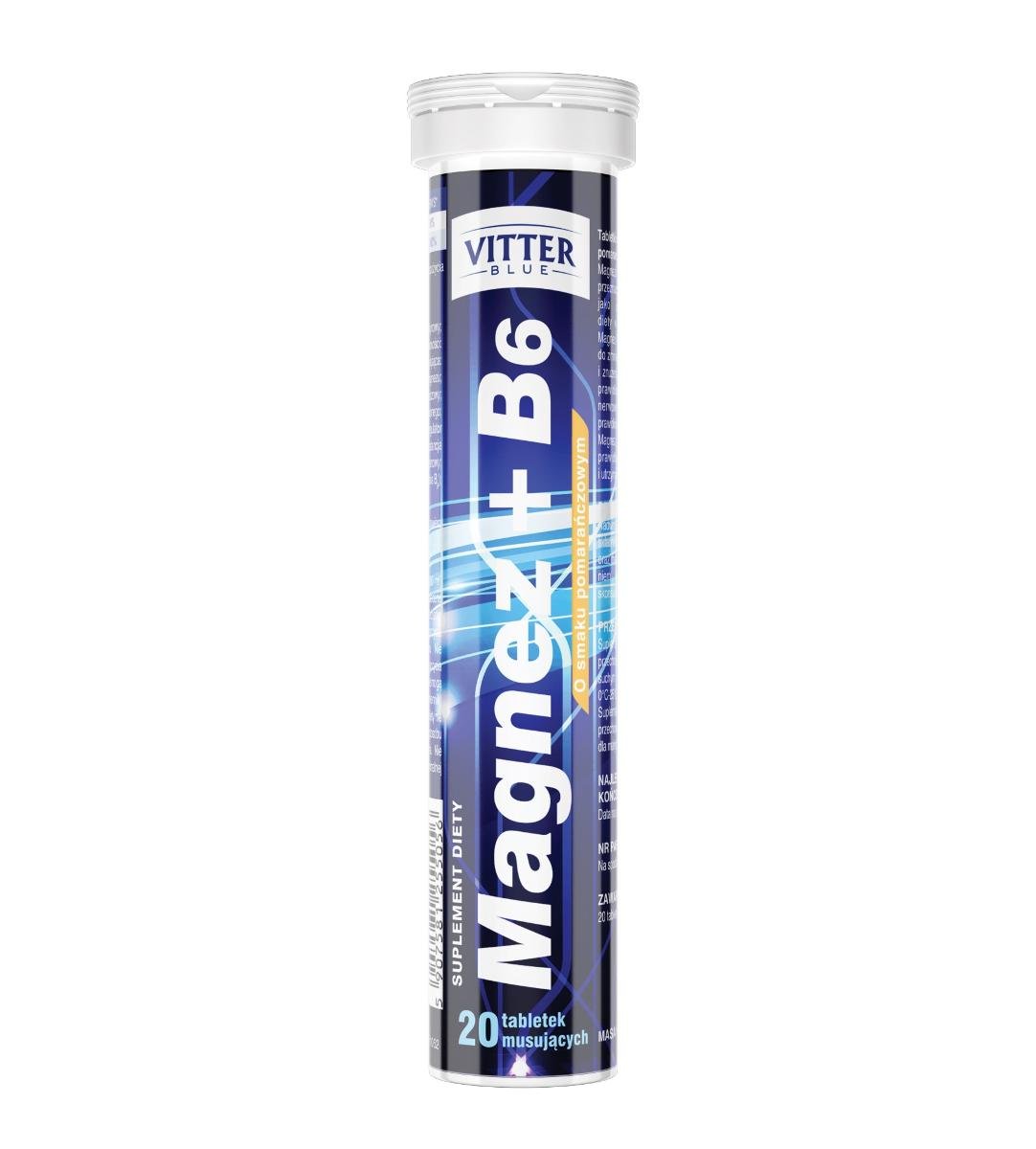 Diagnosis Magnez + B6 Vitter Blue 20 tabletek musujących Długi termin ważności! 8888831