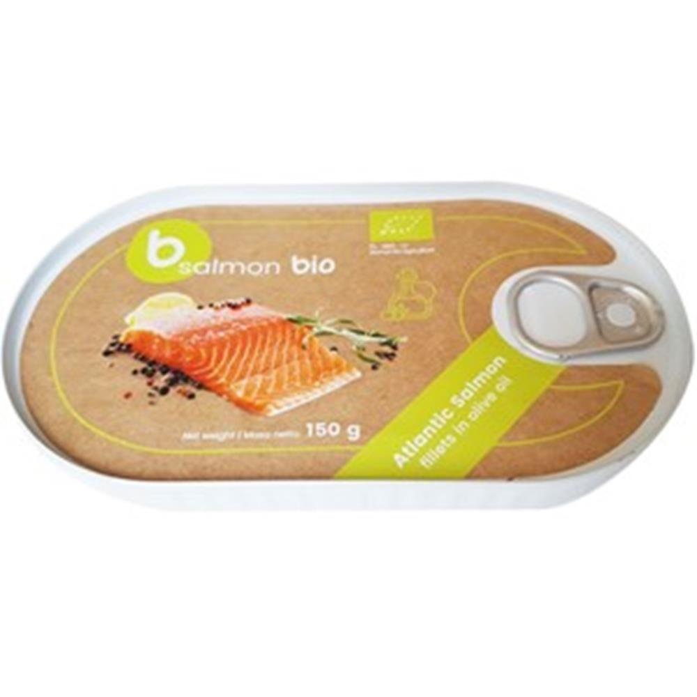 ŁOSOŚ (B SALMON) (porcje, mrożone) Filet z łososia w oliwie z oliwek (puszka) BIO - B Salmon - 150g BP-5907694957144