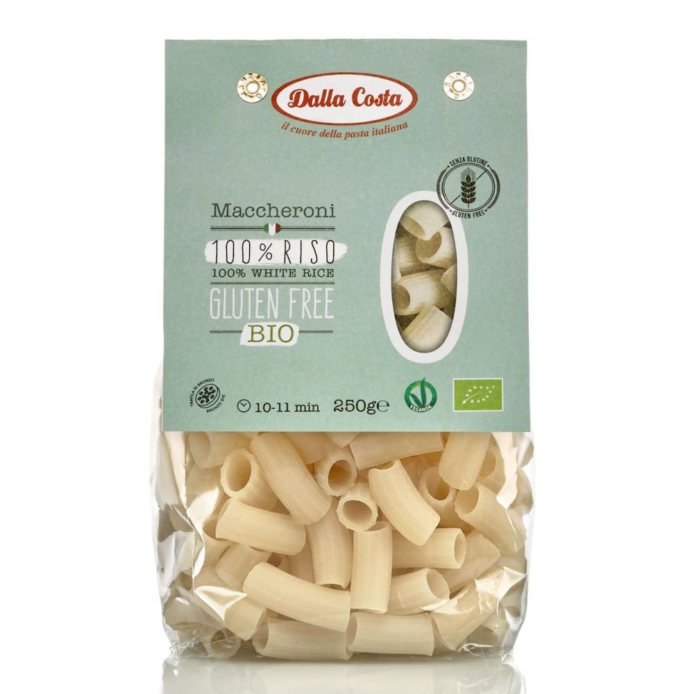 DALLA COSTA (makarony dla dzieci) MAKARON (Z RYŻU BIAŁEGO) MACCHERONI BEZLUTENOWY BIO 250 g - DALLA COSTA BP-8016419200179