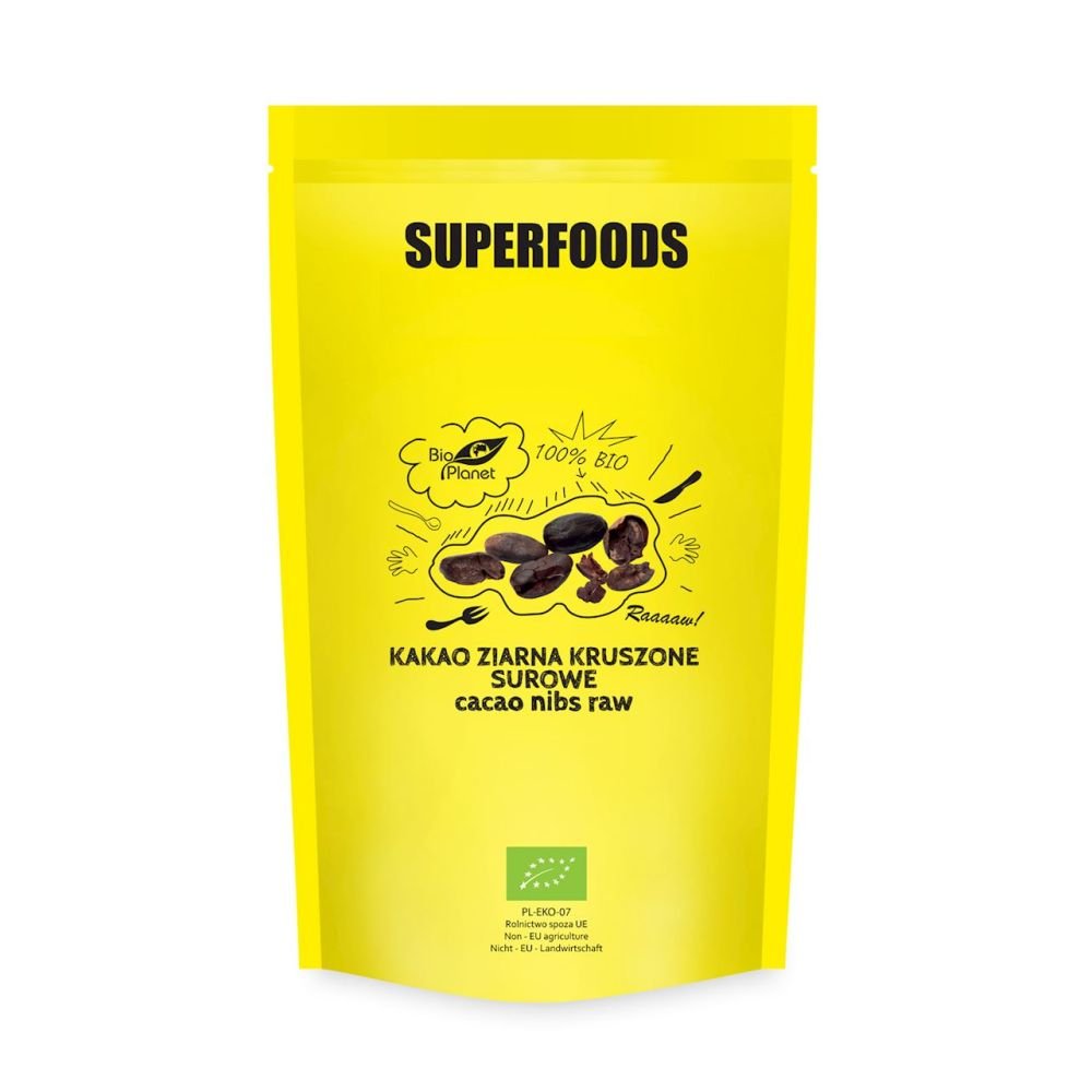 Bio Planet seria SUPERFOODS KAKAO ZIARNA KRUSZONE SUROWE BIO 600 g - BP-5907738155727