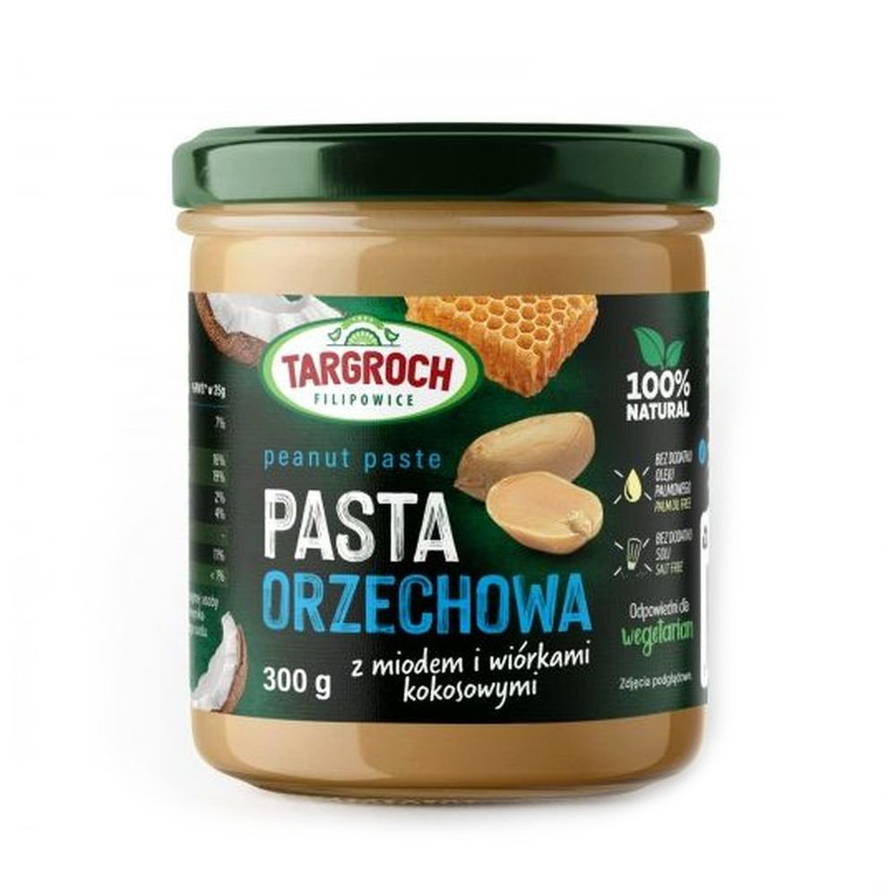 Targroch Pasta Orzechowa Arachidowa Miód + Wiórki Kokosowe 300 g TARGROCH