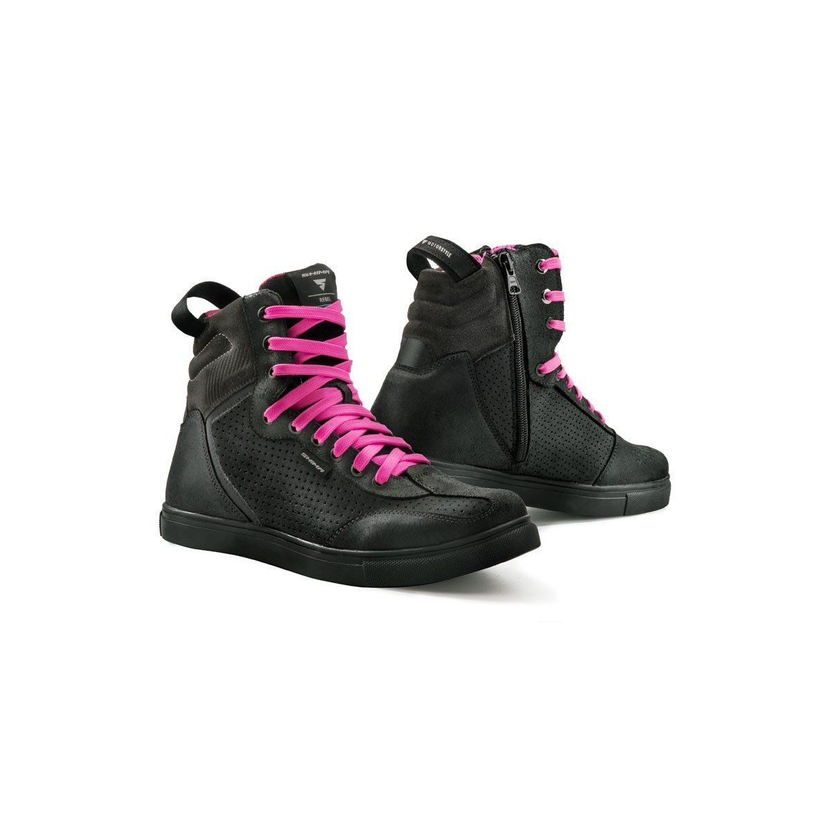 SHIMA Rebel Lady, buty motocyklowe miejskie damskie buty motocyklowe trampki Fluo czarne (36-40, czarne), rozmiar 40