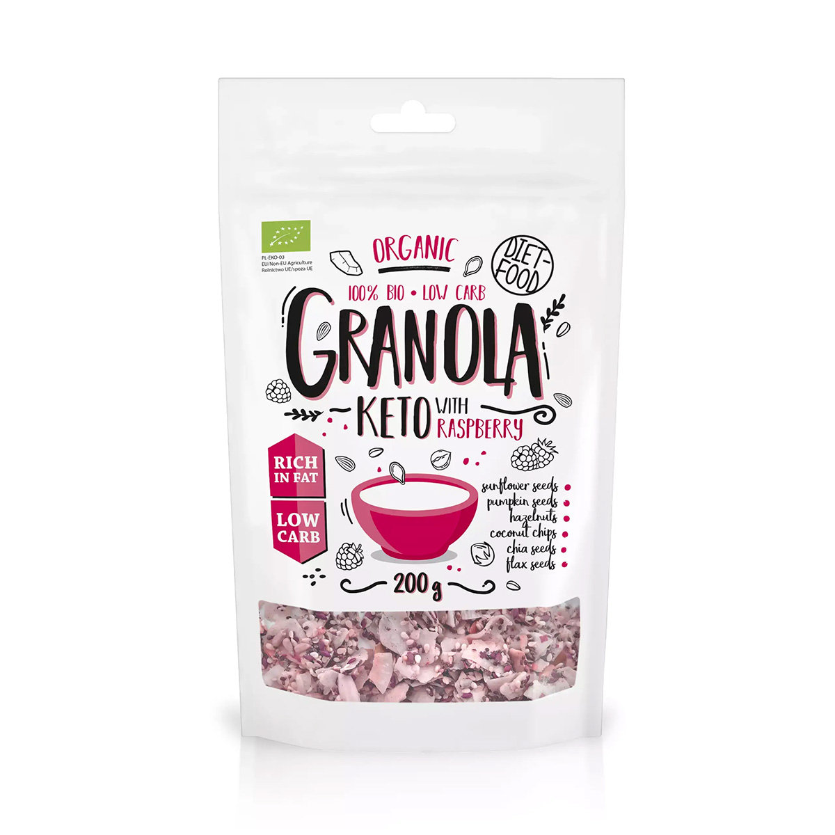 Diet-Food Bio Keto Granola with Raspberry 200 g Granola z malinami