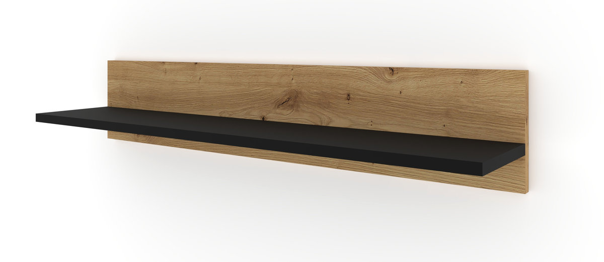 Półka wisząca NUKA G 100 cm dąb artisan czarny mat