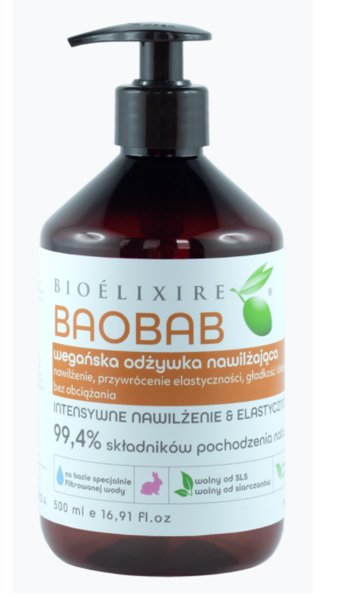 Bioelixire Vegan nawilżająca odżywka z baobabem 500ml