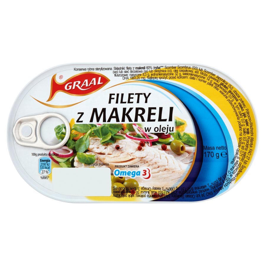 Graal FILETY Z MAKRELI W OLEJU GRAAL 170 G zakupy dla domu i biura! 39519491