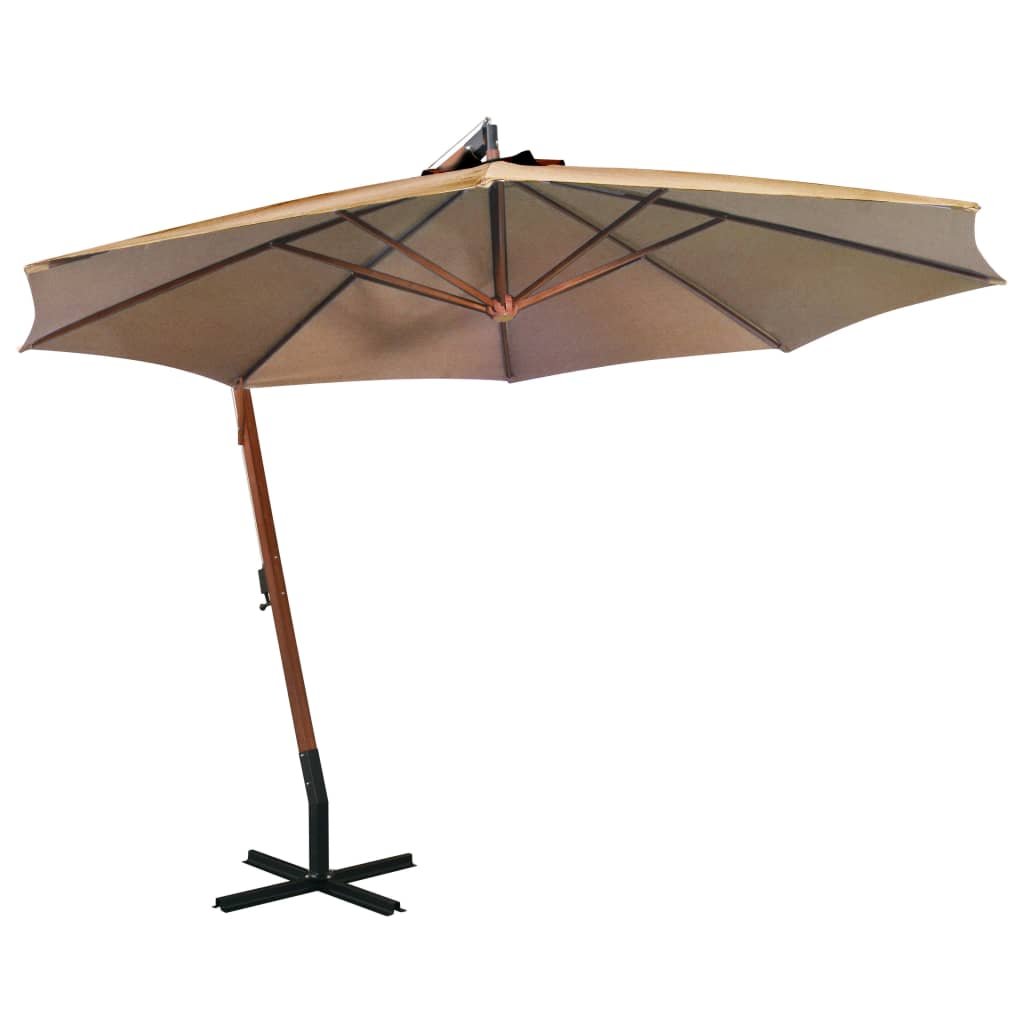 vidaXL Parasol ogrodowy na jodłowym słupku taupe 3,5x2,9 m 313769