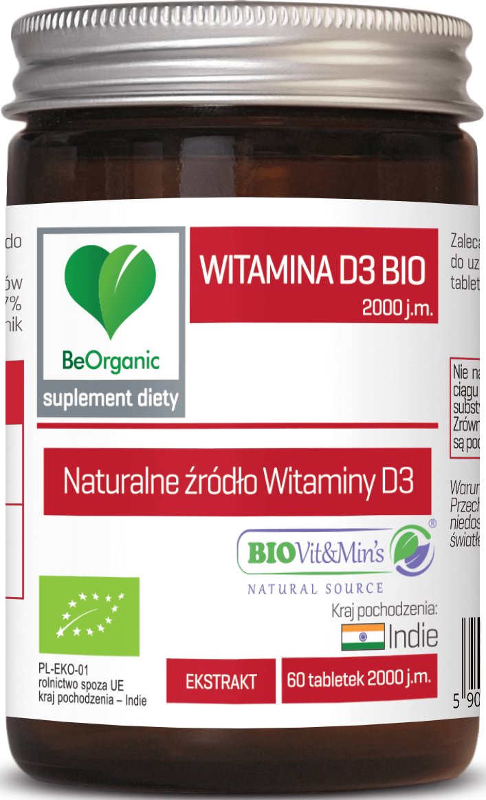 Beorganic Witamina D3 BIO 2000 IU Wegańska z Porostów (60 tab) BeOrganic brg-037