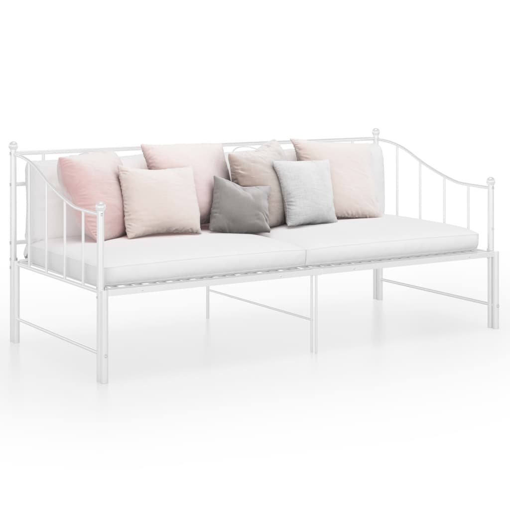 vidaXL Lumarko Sofa z wysuwaną ramą łóżka, biała, metalowa, 90x200 cm 324783
