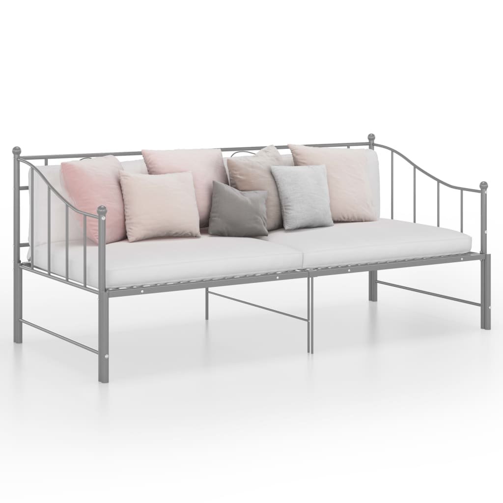 Lumarko Sofa z wysuwaną ramą łóżka, szara, metalowa, 90x200 cm