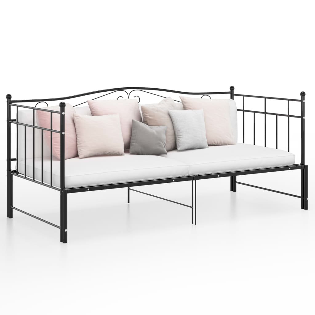 vidaXL Lumarko Sofa z wysuwaną ramą łóżka, czarna, metalowa, 90x200 cm 324782