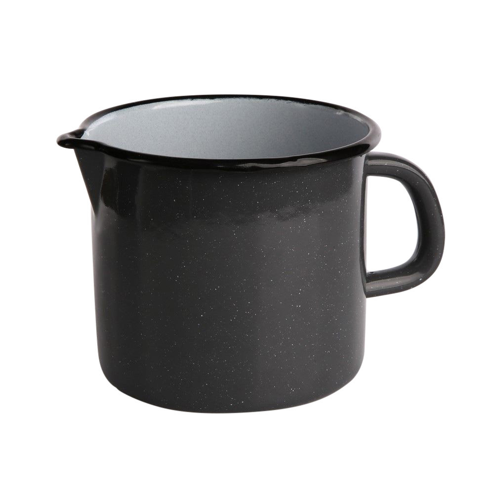 KUBEK EMALIOWANY Z DZIÓBKIEM 1,15L ŚR.12CM WYS.11,5CM SZARY NAKRAPIANY
