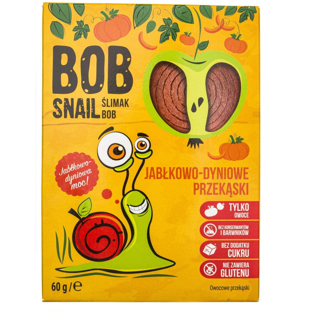 BobSnail | Eco-Snack sp. z o.o. BobSnail | Eco-Snack sp z o.o Przekąska jabłkowo-dyniowa z owoców bez dodatku cukru 60 g BobSnail M00-2AF0-33858