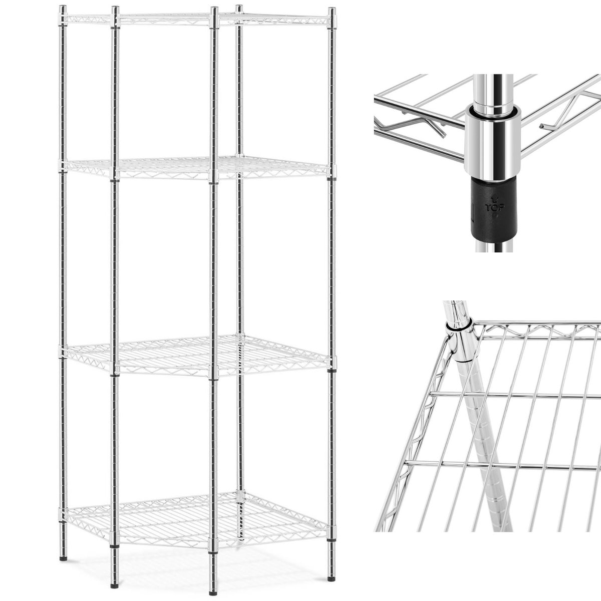 Royal Catering Regał metalowy - narożny - 680 x 680 x 1800 mm RCMR-1800P48 RCMR-1800P48