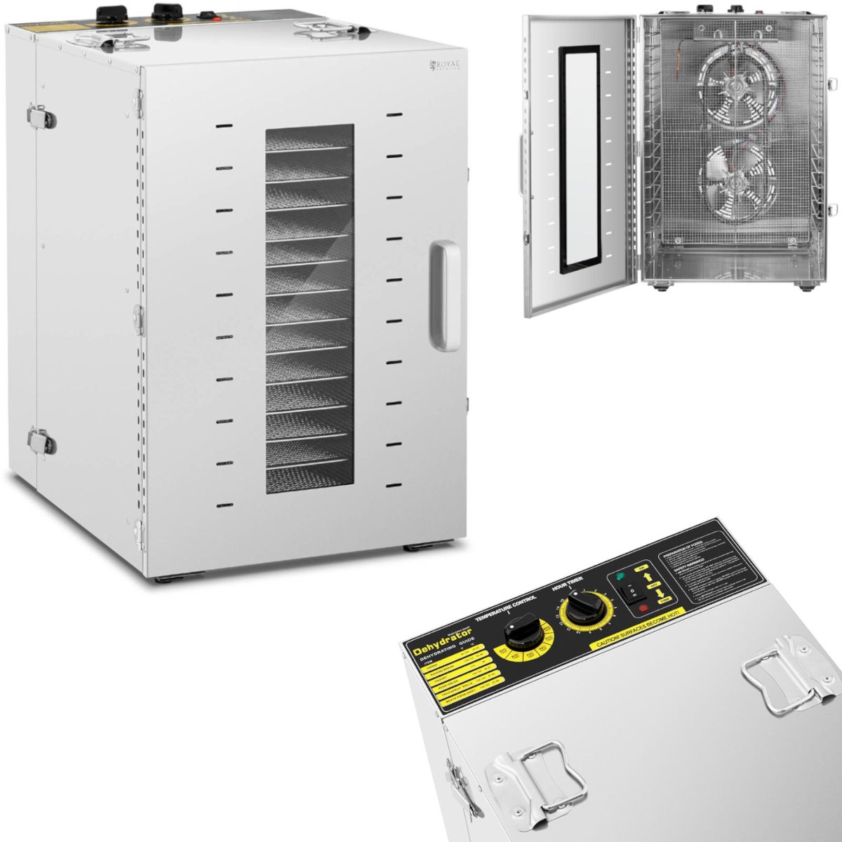 Royal Catering Suszarka do żywności - 1500 W - 16 rusztów RCDA-1350/100S