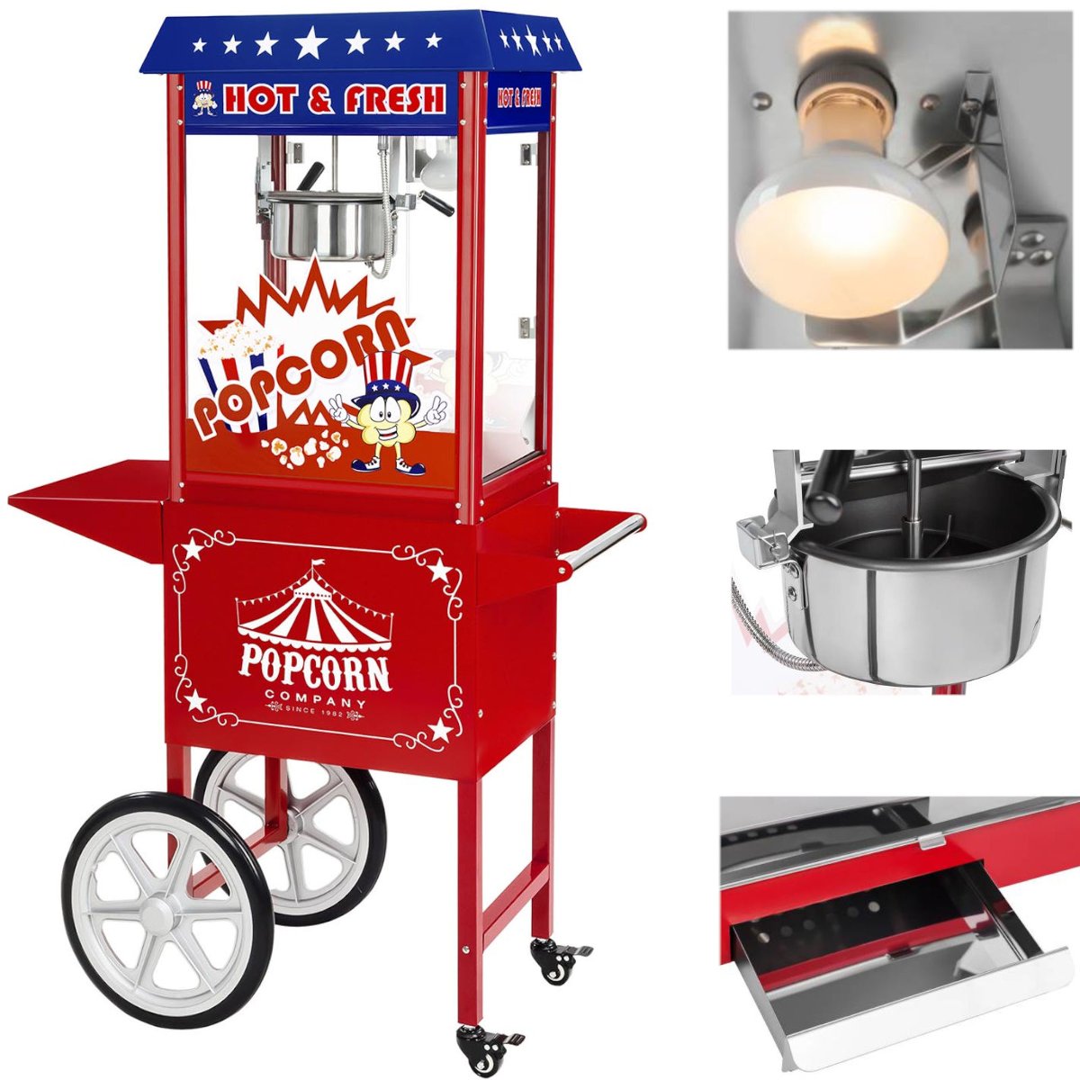 Royal Catering Maszyna do popcornu RCPW-16.1 z wózkiem 1600W RCPW-16.1 RCPW-16.1