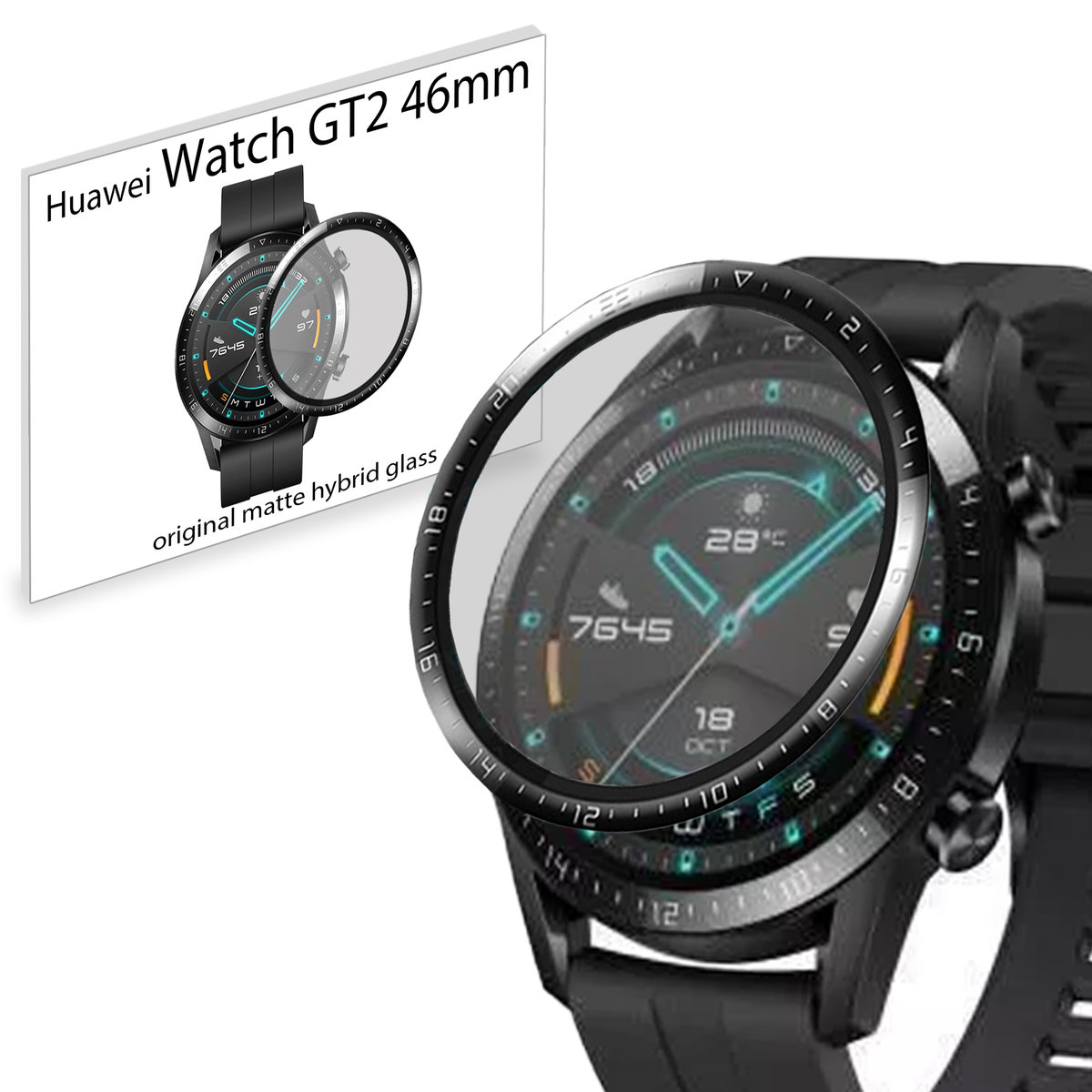 Grizz SZKŁO matowe hybrydowe 3D do Huawei Watch GT2 46mm
