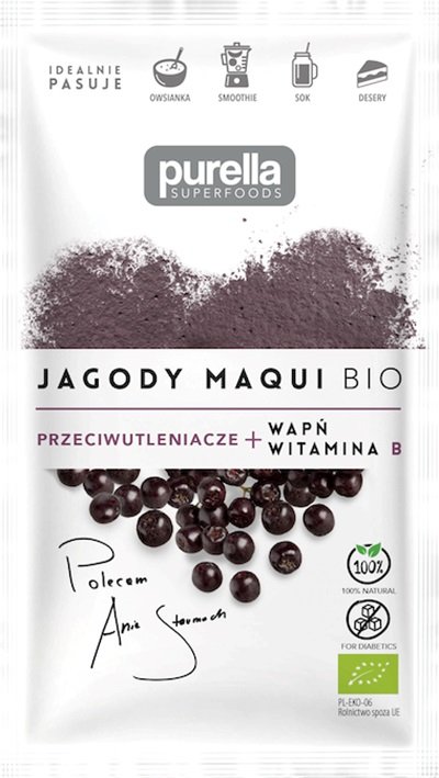 Purella Superfoods Jagody Maqui BIO. Przeciwutleniacze. Wapń + Witamina B 21g