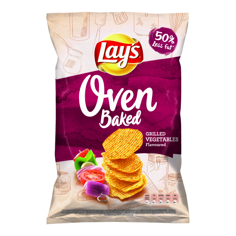 Lays Oven Baked Pieczone formowane chipsy ziemniaczane o smaku grillowanych warzyw 125 g