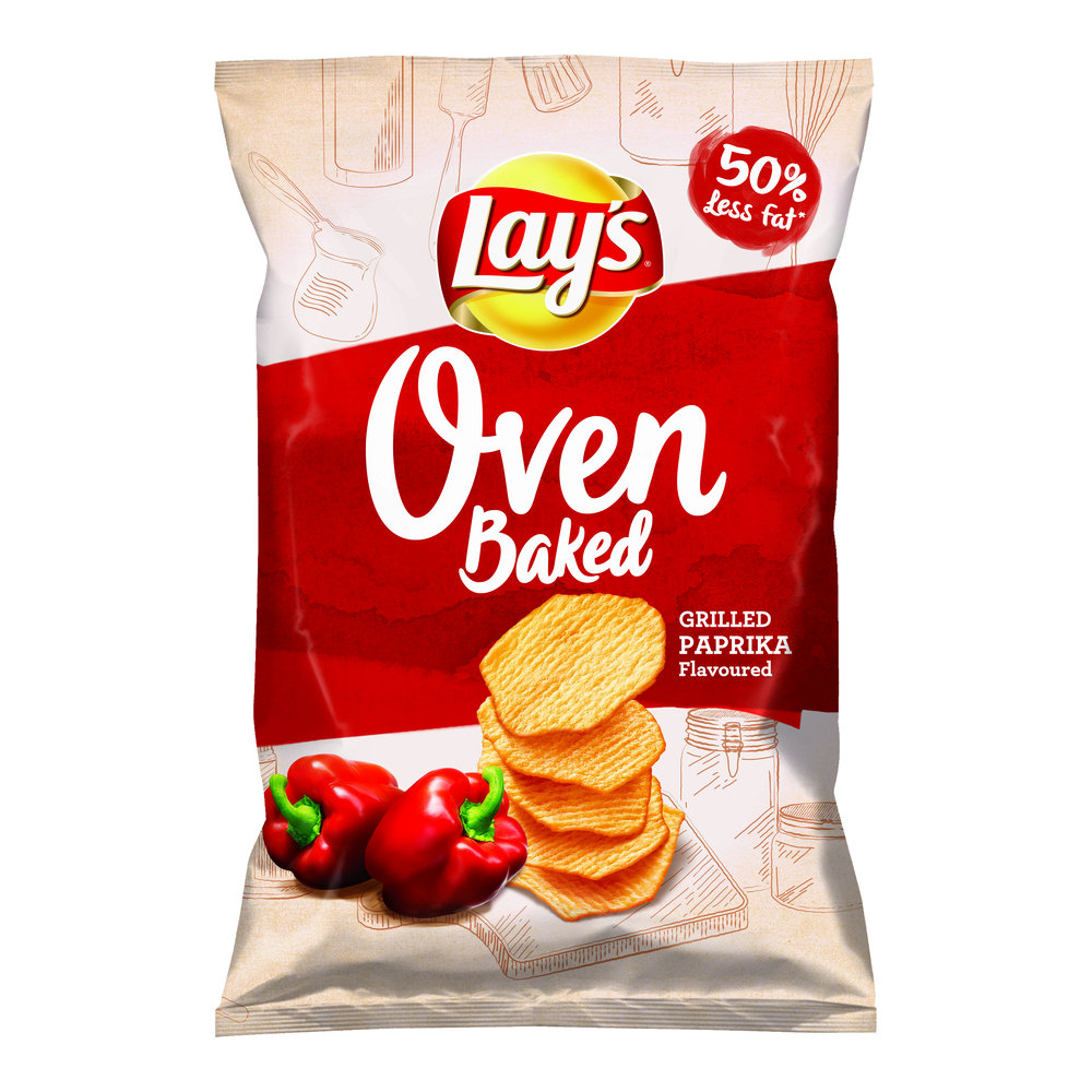 Lays Oven Baked Pieczone formowane chipsy ziemniaczane o smaku grillowanej papryki 125 g