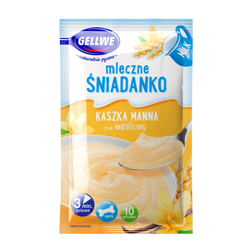 Gellwe mleczne śniadanko kaszka manna waniliowa 50