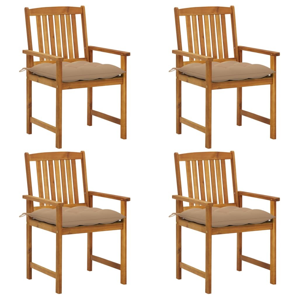 vidaXL Krzesła reżyserskie z poduszkami, 4 szt., lite drewno akacjowe
