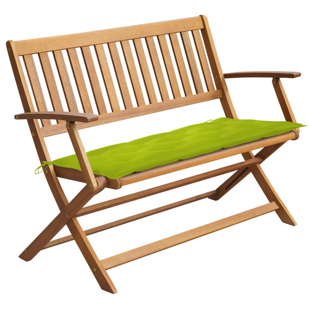 vidaXL Ławka ogrodowa z poduszką, 120 cm, lite drewno akacjowe ; 3064265