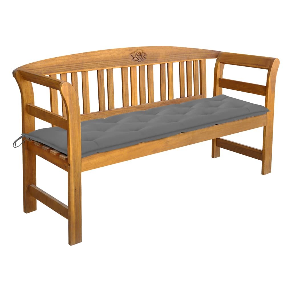 vidaXL Ławka ogrodowa z poduszką, 157 cm, lite drewno akacjowe