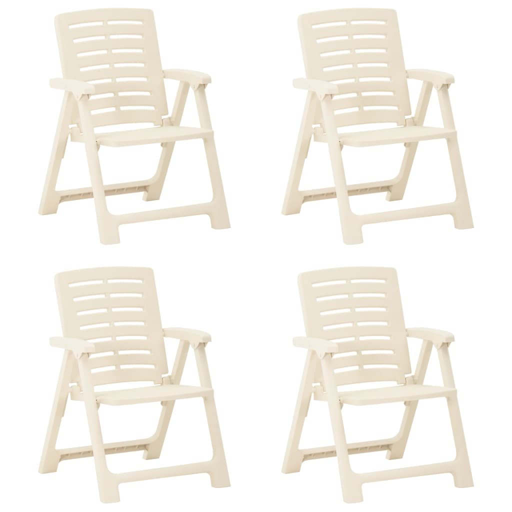 vidaXL Krzesła ogrodowe rozkładane 4 szt. plastikowe białe