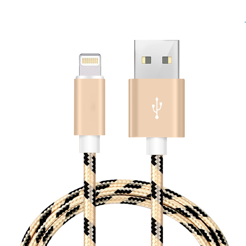 Kabel nylonowy 1m Usb Lightning złoty Quickcharge!