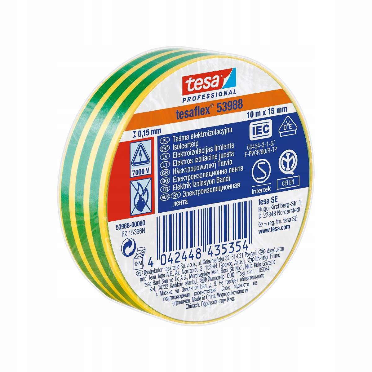 Pro Taśma elektroizol.5000v pcw 10m:15mm zielono-żółta h5394704) H5398880