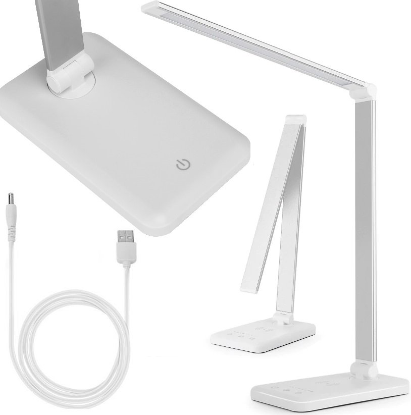 M043  LAMPKA LED BIURKOWA SZKOLNA 3 BARWY 5W DOTYK  biało zielony kartonik