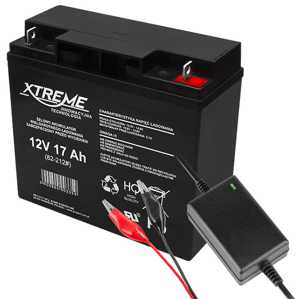 Xtreme, akumulator żelowy 12V 17Ah z ładowarką