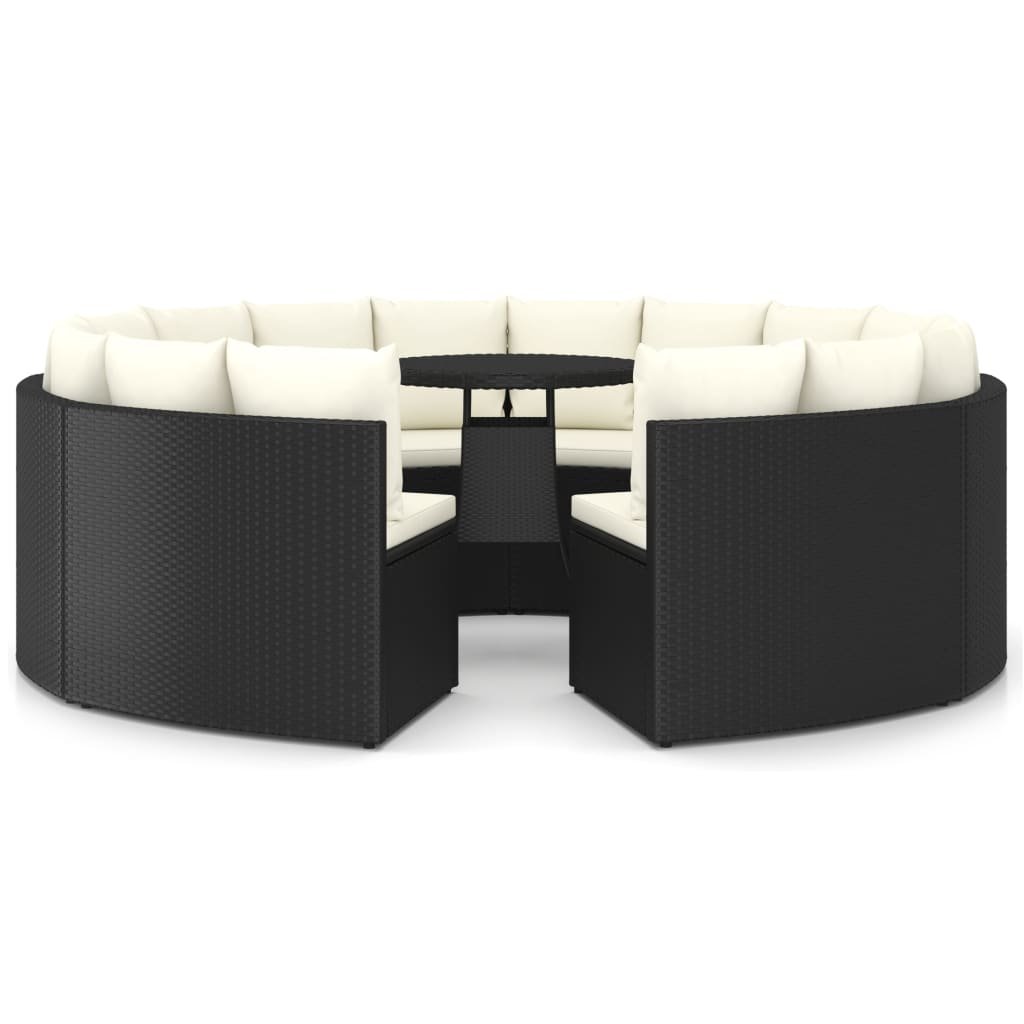 Sauen shumee shumee 9 częściowa ogrodowa z poduszkami rattan PE czarna