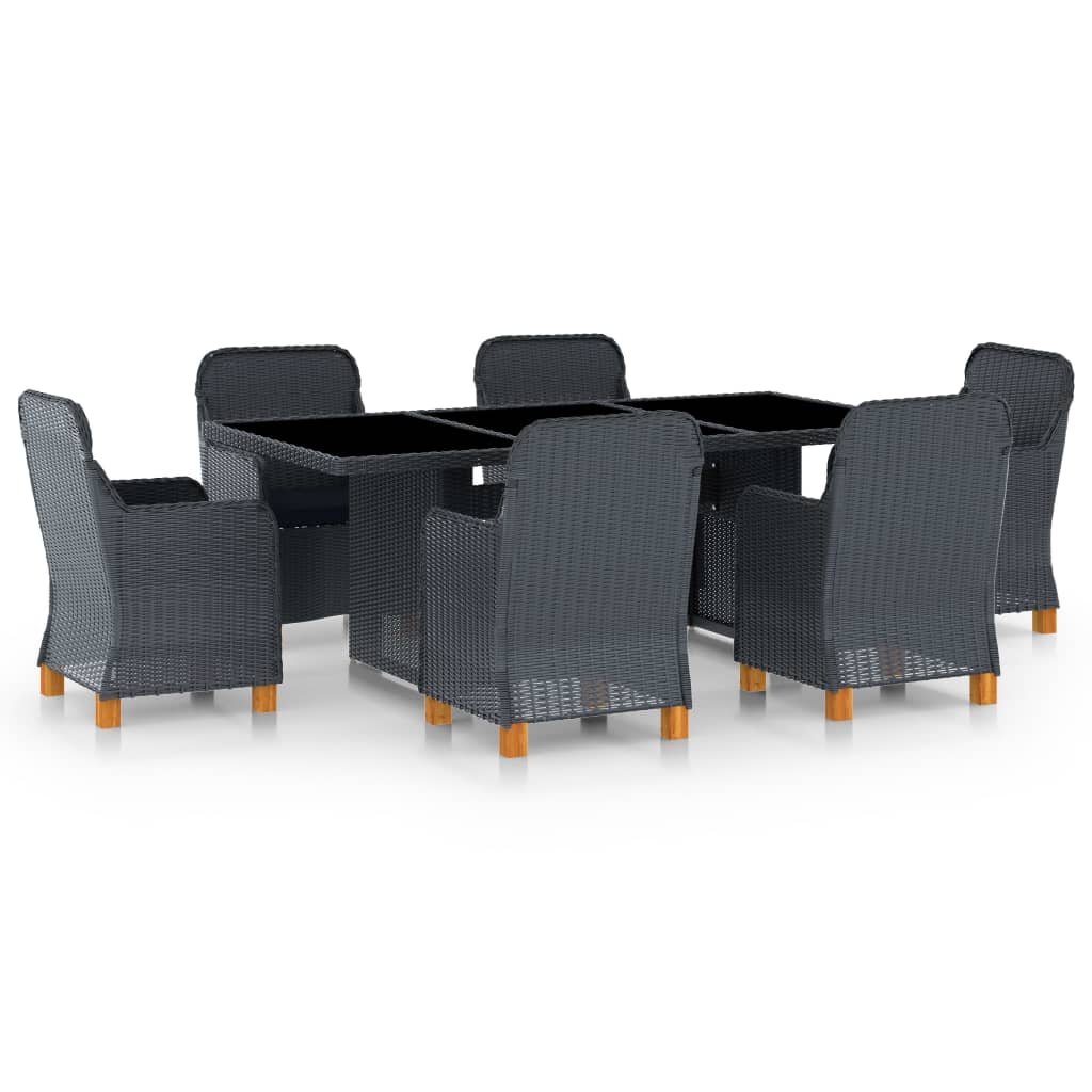 vidaXL 7-cz. zestaw mebli ogrodowych, poduszki, rattan PE, ciemnoszary 3060163