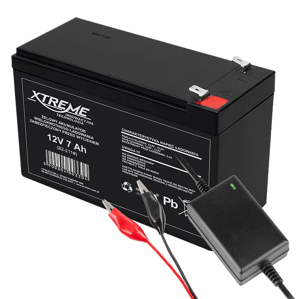Xtreme, akumulator żelowy 12V 7.0Ah z ładowarką
