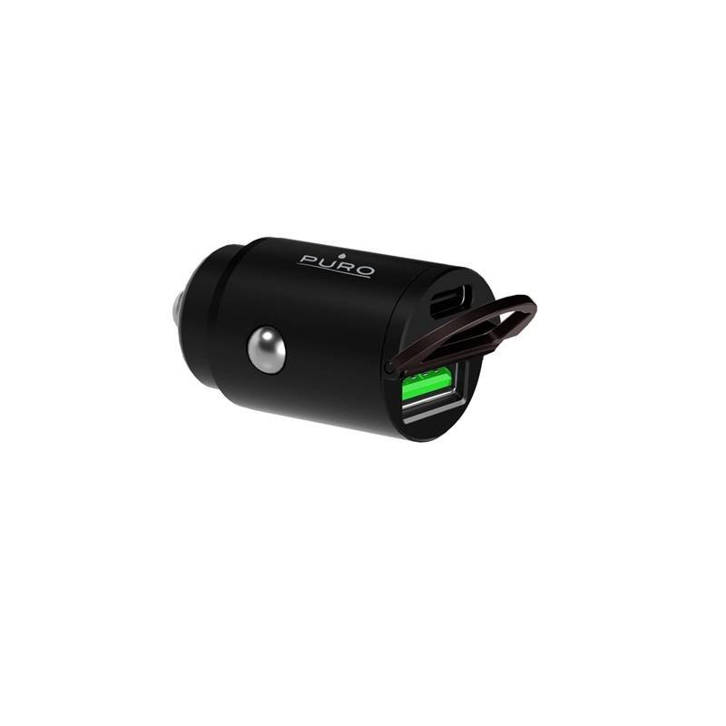 Puro Mini Car Ładowarka samochodowa 1xUSB-A + 1xUSB-C Power Delivery 30W (czarny) FCMCHUSBAC30WBLK