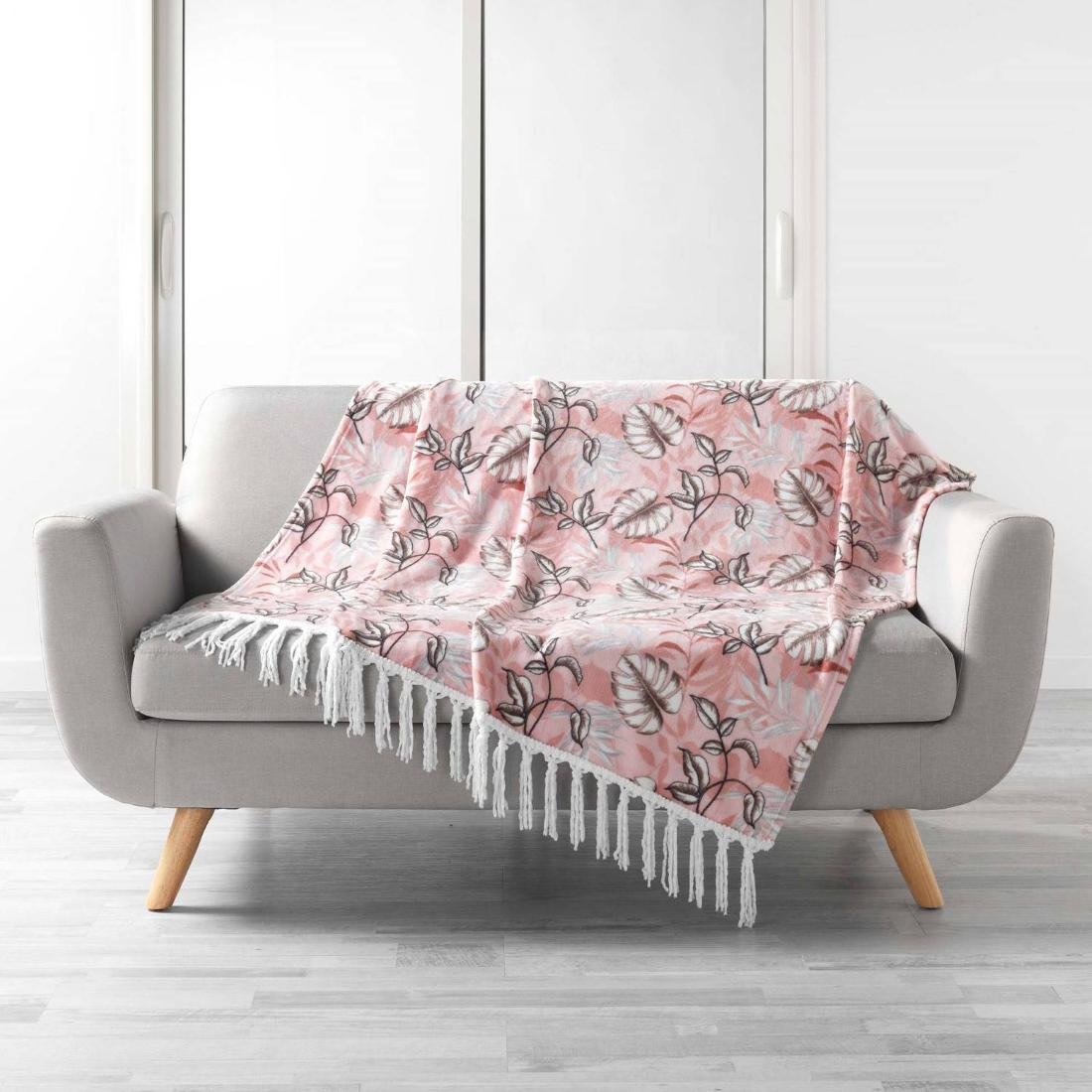 Douceur d'intérieur Douceur dintérieur Narzuta na łóżko JARDIN 125 x 150 cm różowa 1609051