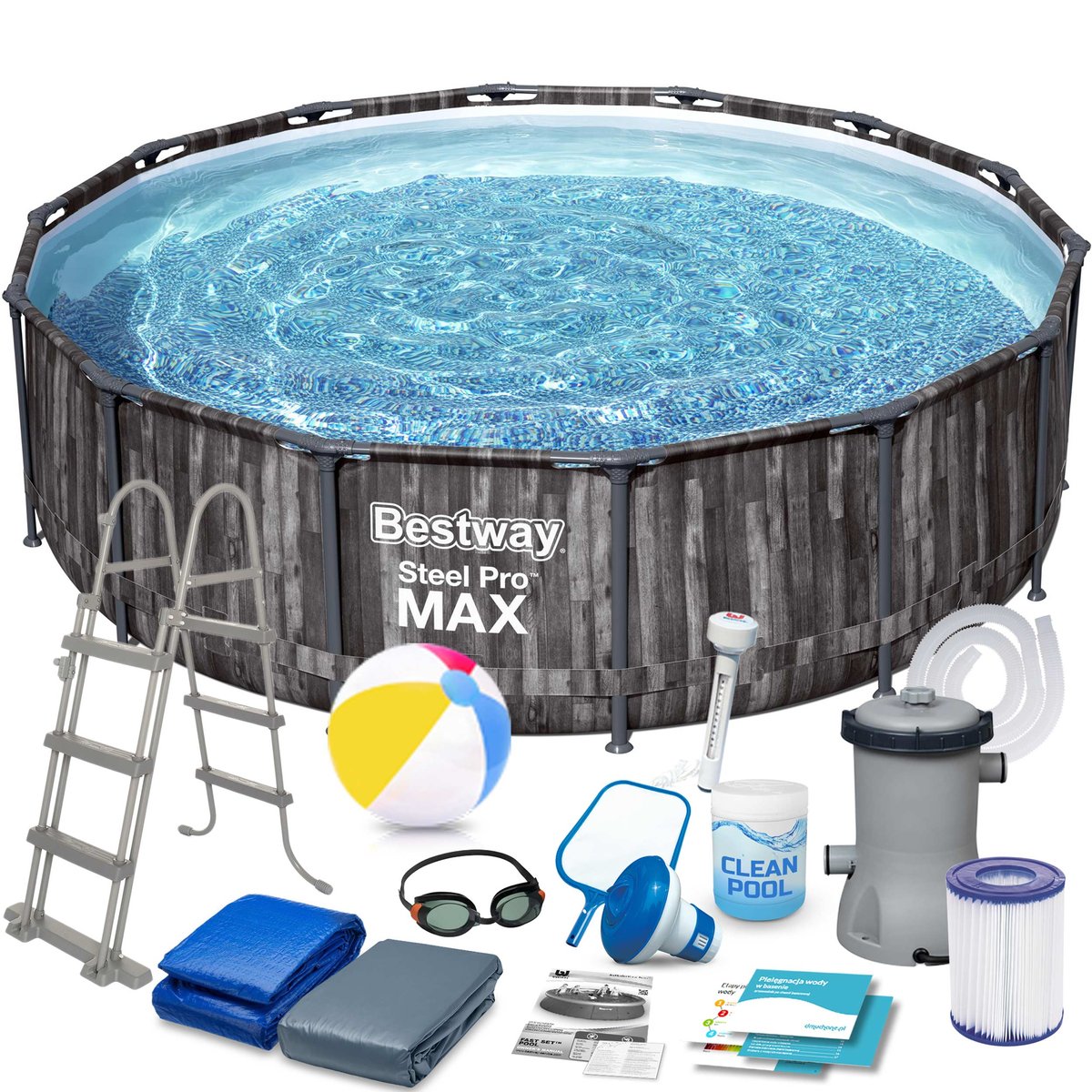 Basen ogrodowy, stelażowy, Bestway 5614Z, zestaw 18w1, 427x107 cm
