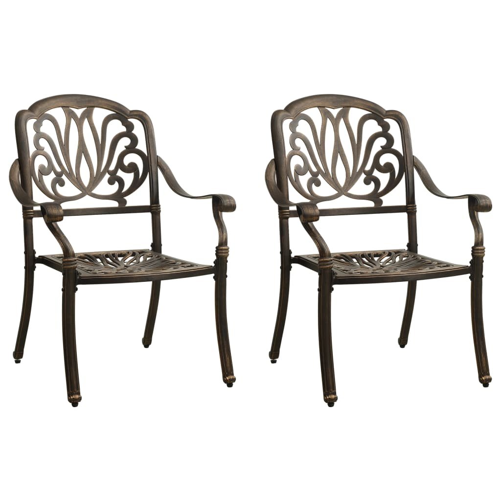 vidaXL Lumarko Krzesła ogrodowe 2 szt., odlewane aluminium, brązowe! 315567