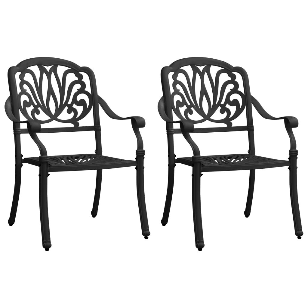 vidaXL Lumarko Krzesła ogrodowe 2 szt., odlewane aluminium, czarne! 315568