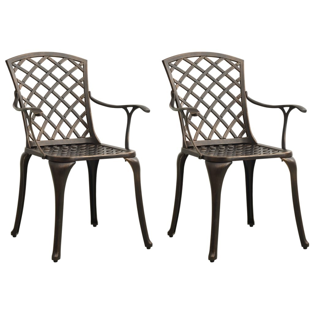 vidaXL Lumarko Krzesła ogrodowe 2 szt., odlewane aluminium, brązowe! 315570