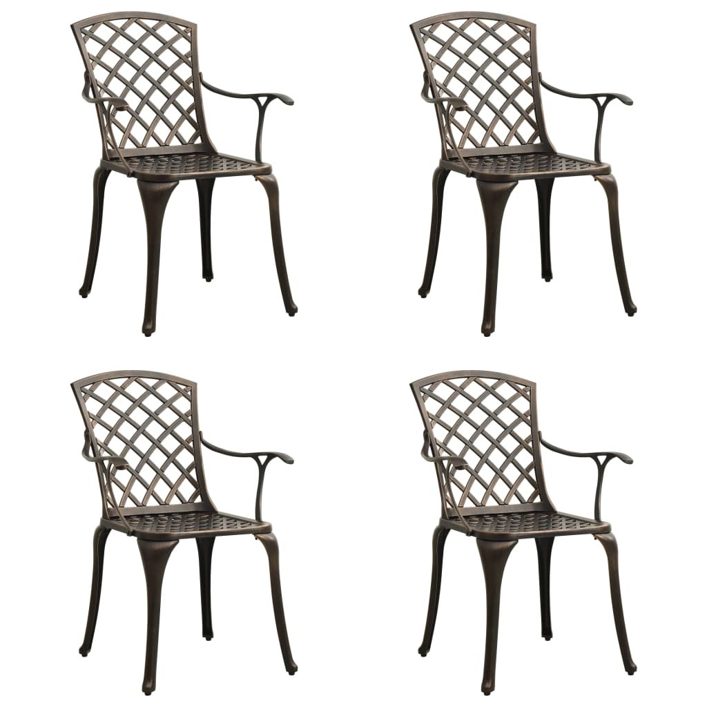 vidaXL Lumarko Krzesła ogrodowe 4 szt., odlewane aluminium, brązowe! 315571